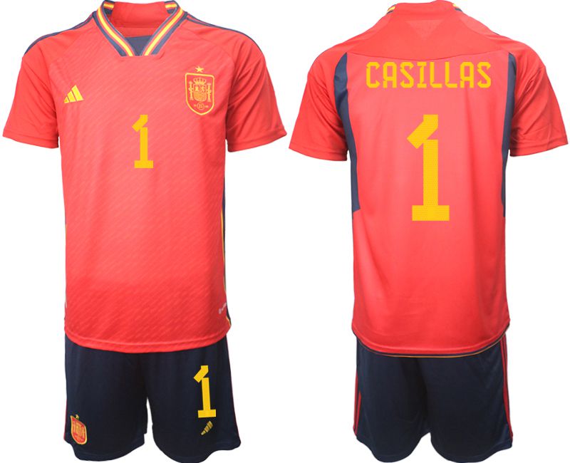 Men 2022 World Cup National Team Spain home red 1 Soccer Jerseys